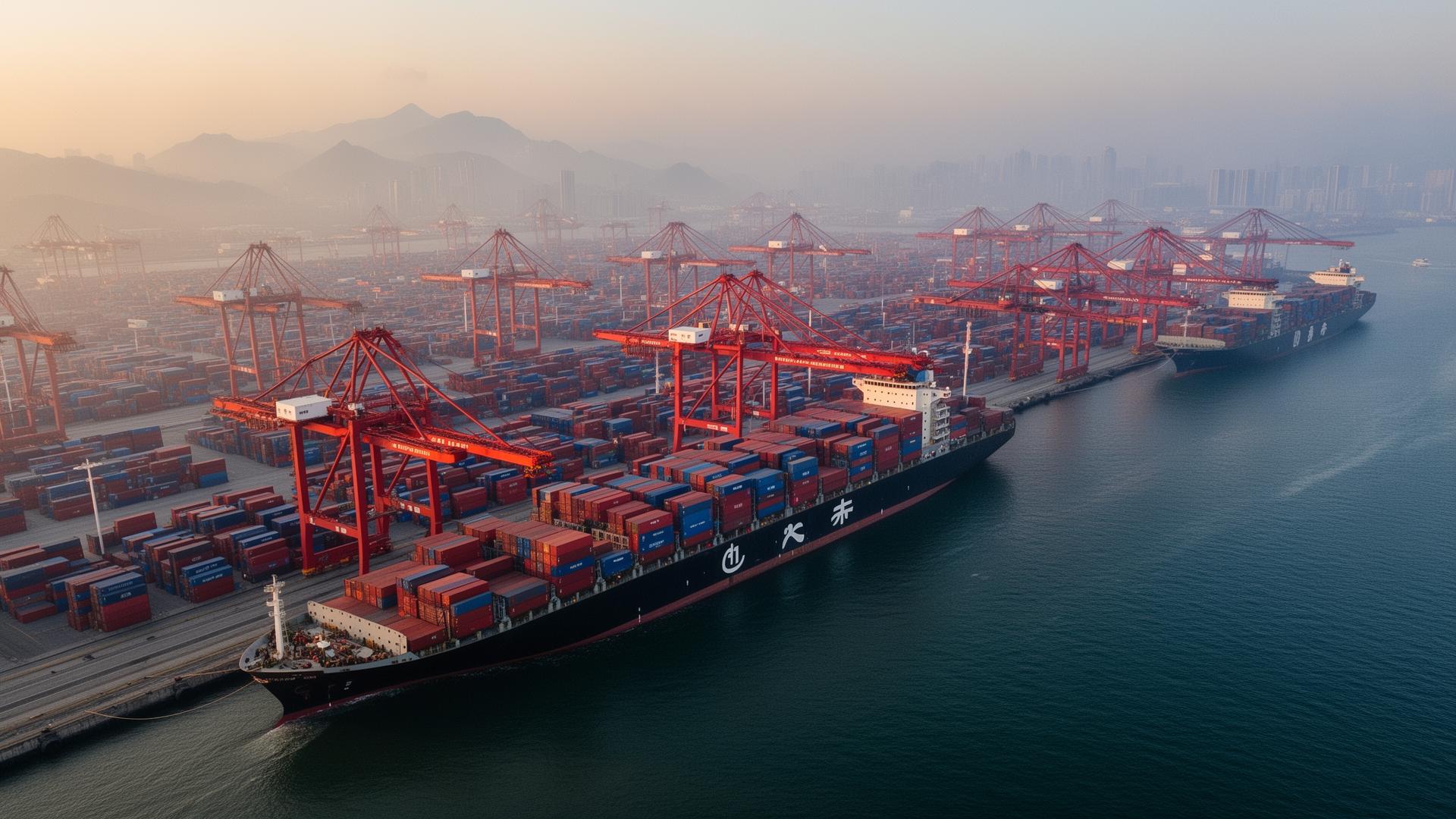 Aerial view of a Chinese seaport